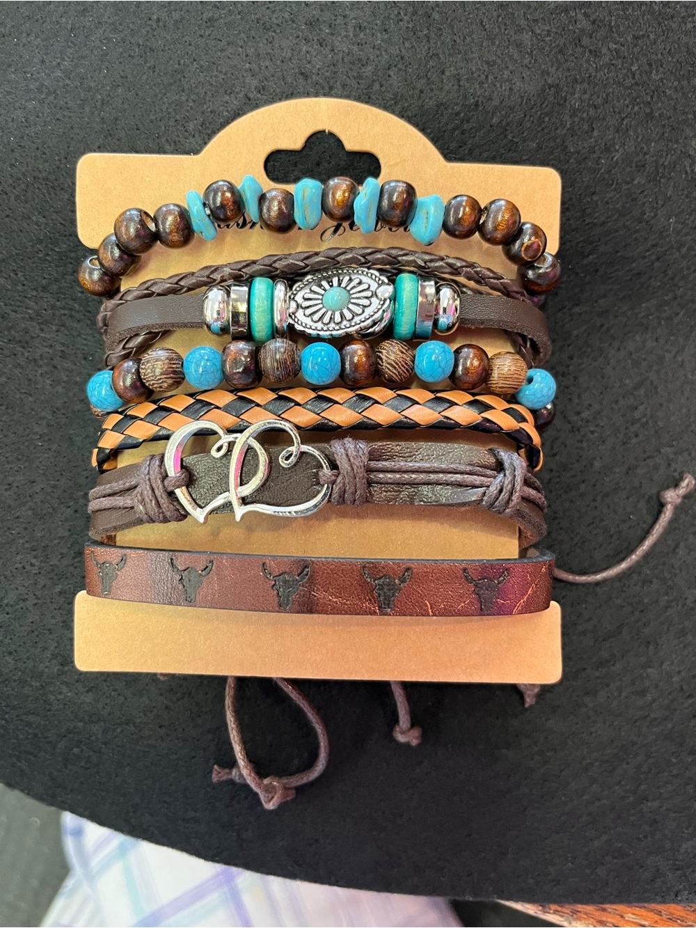 Multi-Strand Turquoise & Brown Men's Bracelet Set
